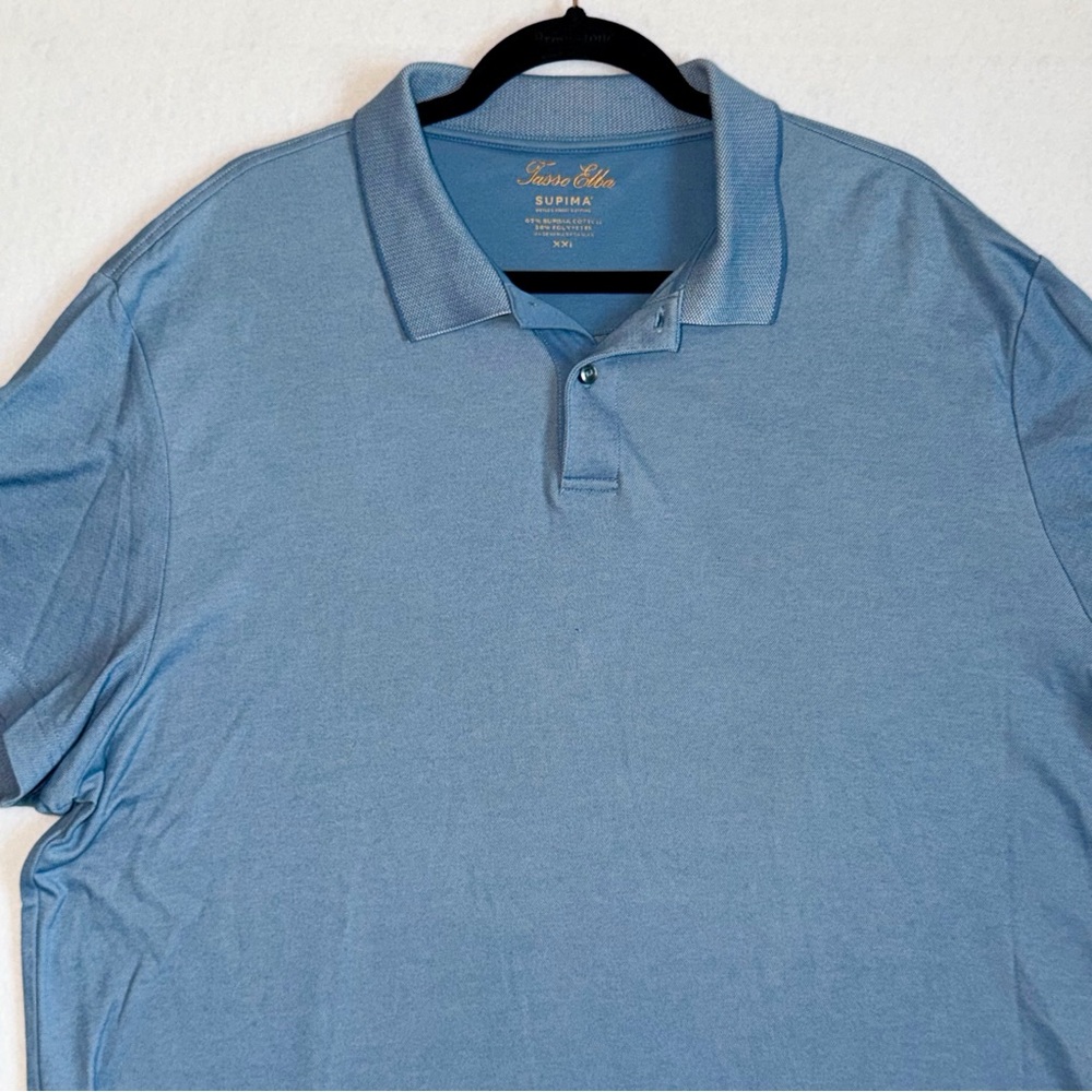 Tasso Elba Supima Blue Polo Golf Shirt - Picture 2 of 7
